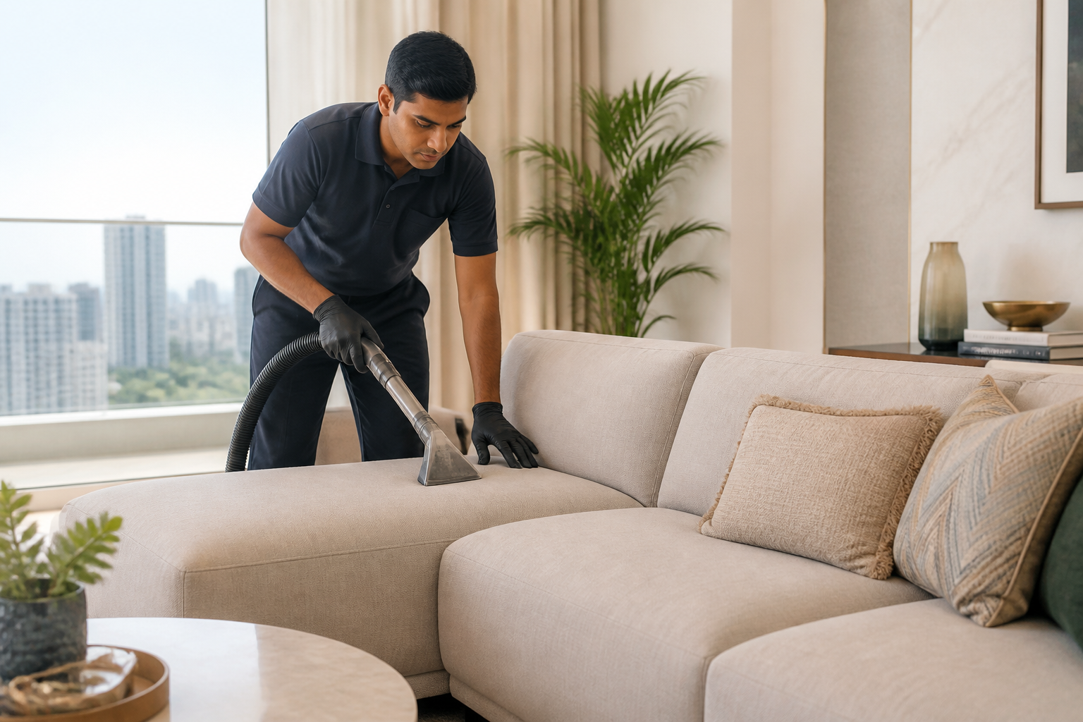 Professional cleaning service in a bright, well-maintained space